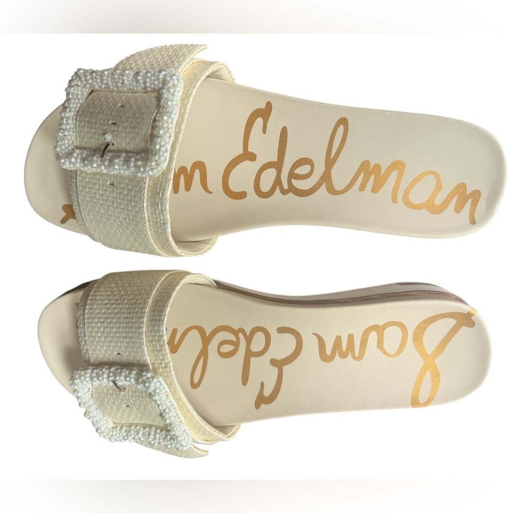 Sam Edelman Cream Slide Sandals - Picture 9 of 11